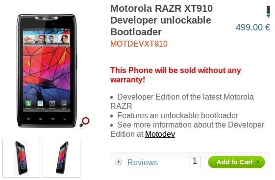 Motorola RAZR Developer Edition (XT910)