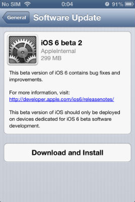  iOS 6 Beta 2