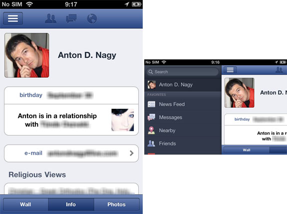 Facebook 4.0 version for iPhone