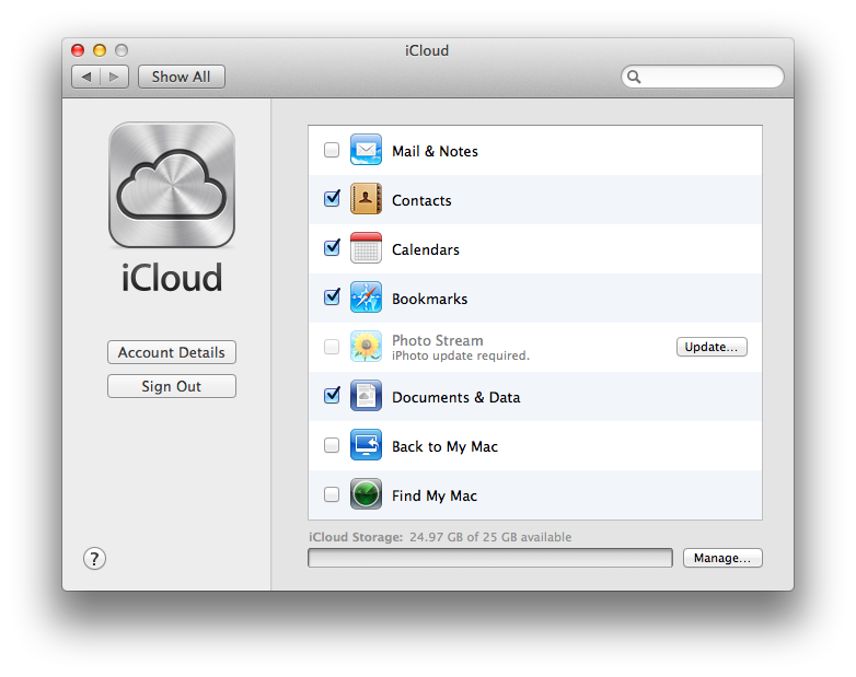 iCloud in Mac