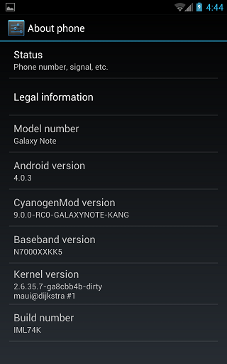 Galaxy Note CM9 ICS