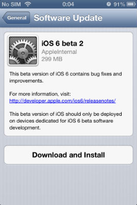 iOS 6 Beta 2
